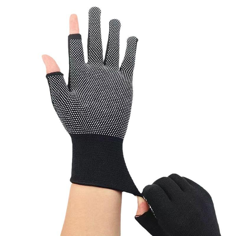 Open Finger Half Finger Cotton Gloves with Rubber Dimples Non-Slip Fishing Courier Riding Nylon Touch Screen Point Plastic Labor Protection Gloves Wholesale foxgloves 4
