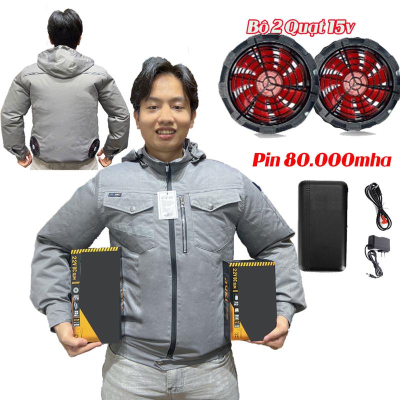 Bộ pin, áo điều hòa Nhật Bản pin 80000 mah Áo Điều Hòa Công suất lớn Nam Và Nữ, Gắn Quạt Cao Cấp ,Siêu Chống Nóng Chắn Tia UV 3