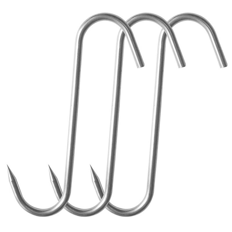 Product Introduction of [XKQ]10pcs S-shaped Hook Multi-function Stainless Steel Kitchen Tool Meat Roast Duck Hanger Hanging Organizer 24