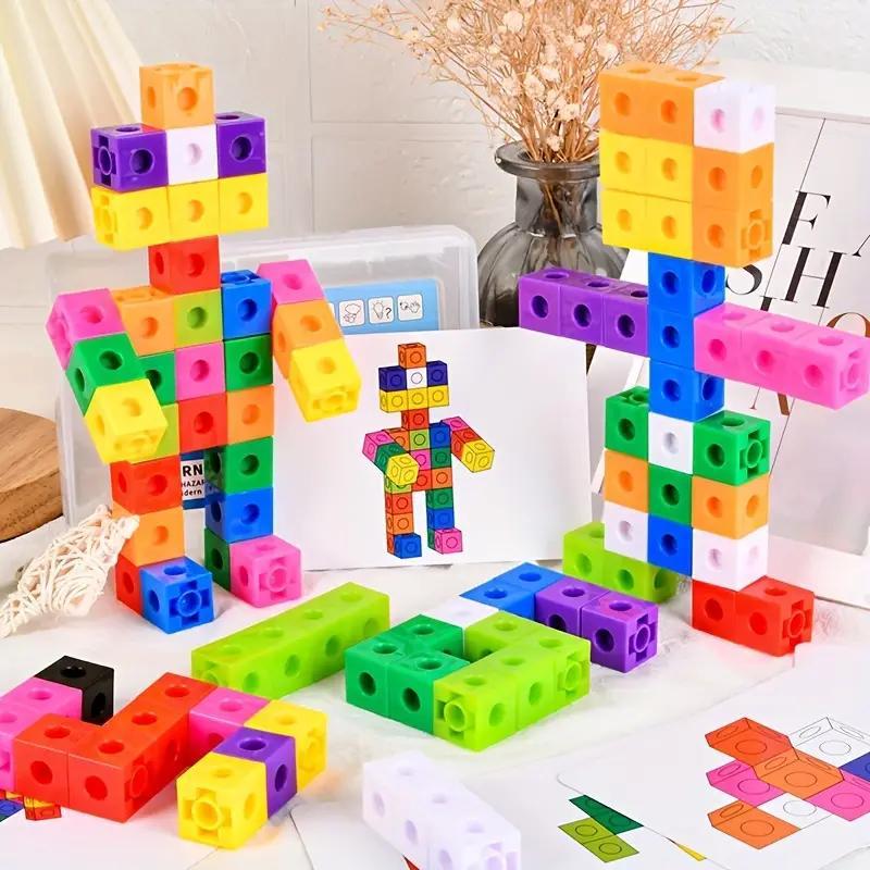 Colorful Building Blocks Toy, 10pcs/box DIY Puzzle Blocks Toy with 30 Cards, Logical Thinking Fine Motor Training Toy, Educational Toy for Kids 2