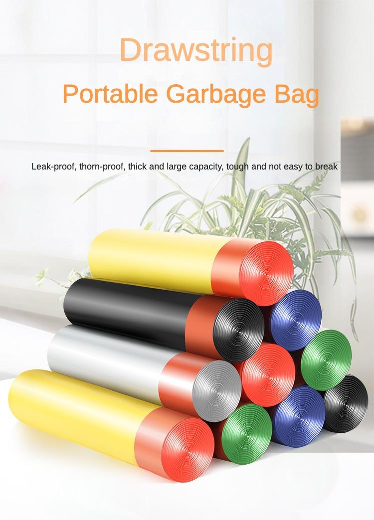 Product Introduction of trash bags "Thick Drawstring Garbage Bag" Portable Kitchen Special Large Black Leak-Proof Plastic Bag (TK Explosion-Proof · Tear-Resistant) 1
