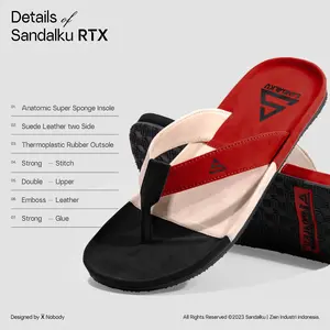 Sandalku Sandal Pria Flipper Antislip Kekinian Terbaru RTX Red