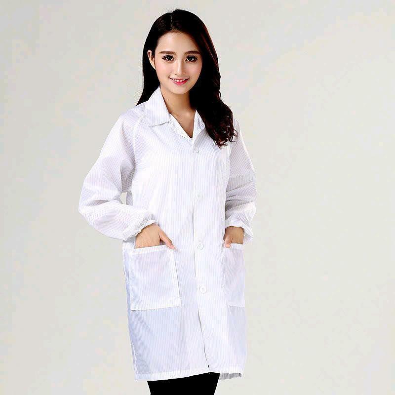 áo choàng dài tĩnh điện phòng sạch Polyester Kẻ sọc 0