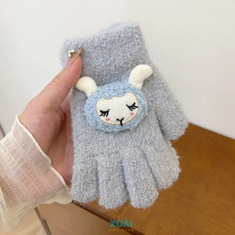 Găng tay Len Dệt Kim Cho Bé 4-12 Tuổi Đính Thú Cưng Dễ Thương Dày Dặn Ấm Áp Vào Mùa Đông - GT010 4