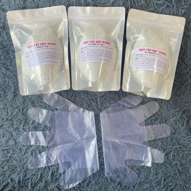 3 gói Bột Tẩy Rong loại 500g (tổng 1,5kg) kèm bao tay , tẩy rong trên nền gạch , nền xi măng Làm Sạch _