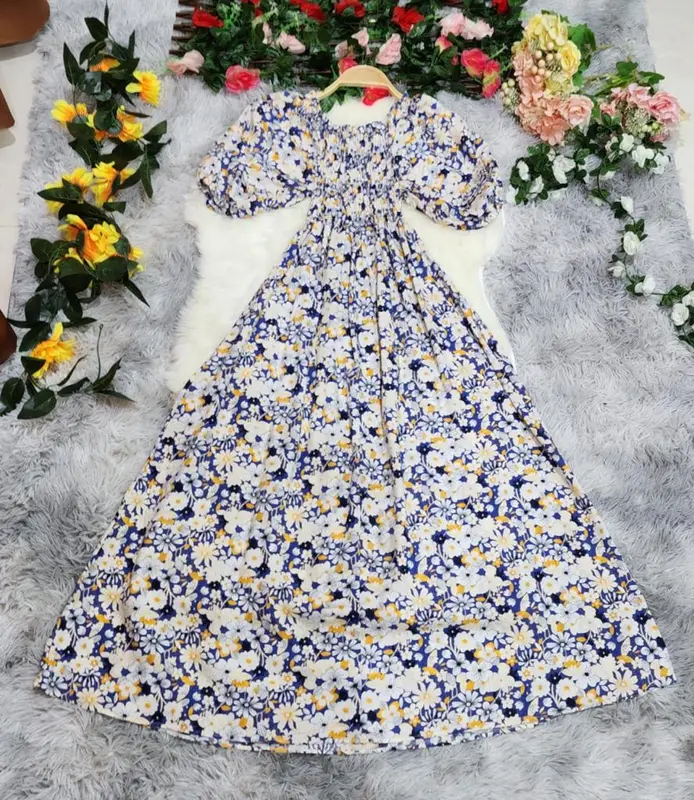 LAUSA STORE - Dress Gracia Flow Pakaian Wanita Kasual Motif Floral Cantik Gaun Sifon Gaya Korean Style Fashionable 7