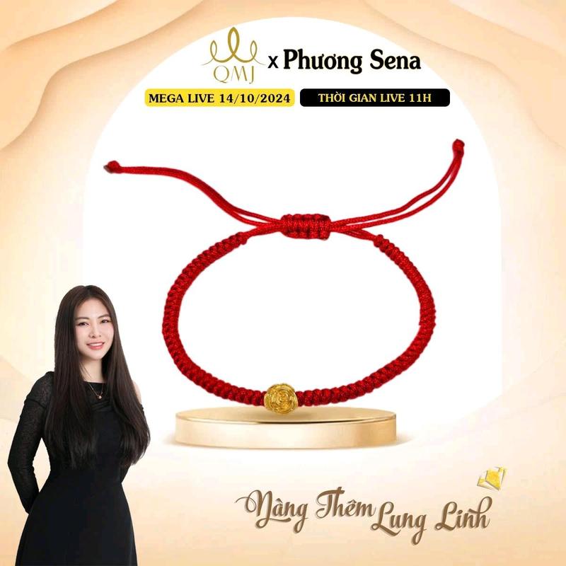 CFV20 - QMJ STORE X PHƯƠNG SENA - NT38 VÒNG TAY HOA HỒNG VÀNG TẶNG NÀNG SỢ CHỈ ĐỎ MAY MẮN MIX CHARM HOA HỒNG vang 24k