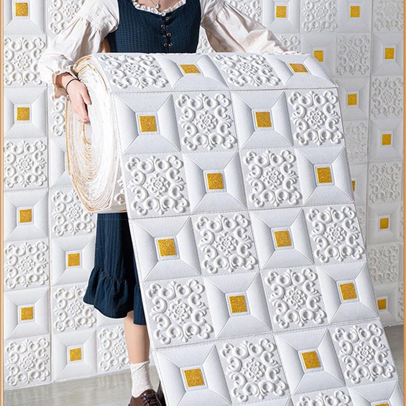 Giấy Dán Tường Xốp 5M, Miếng Dán Trần 3d Không Thấm Nước, Tự Dính, Trang Trí Tường, Miếng Dán Phòng Ngủ, Giấy Dán Tường Dính