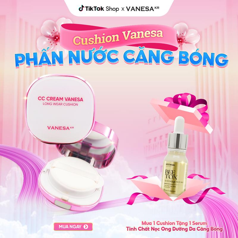 [ MUA 1 TẶNG 1 ] Phấn Nước Che Phủ Mỏng Mịn, Kiềm Dầu CC Cream Vanesa Long Wear Cushion Kem Nền Nữ Cosmetic Women