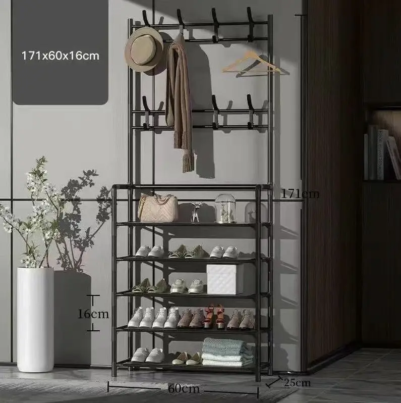(Loại 1) Kệ để giày dép 5 tầng, thiết kế treo đồ đa năng lắp ghép 5 tầng tặng kèm 8 móc treo, chất liệu thép chịu lực tốt Kitchen keg i