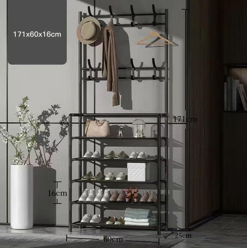 (Loại 1) Kệ để giày dép 5 tầng, thiết kế treo đồ đa năng lắp ghép 5 tầng tặng kèm 8 móc treo, chất liệu thép chịu lực tốt Kitchen keg i
