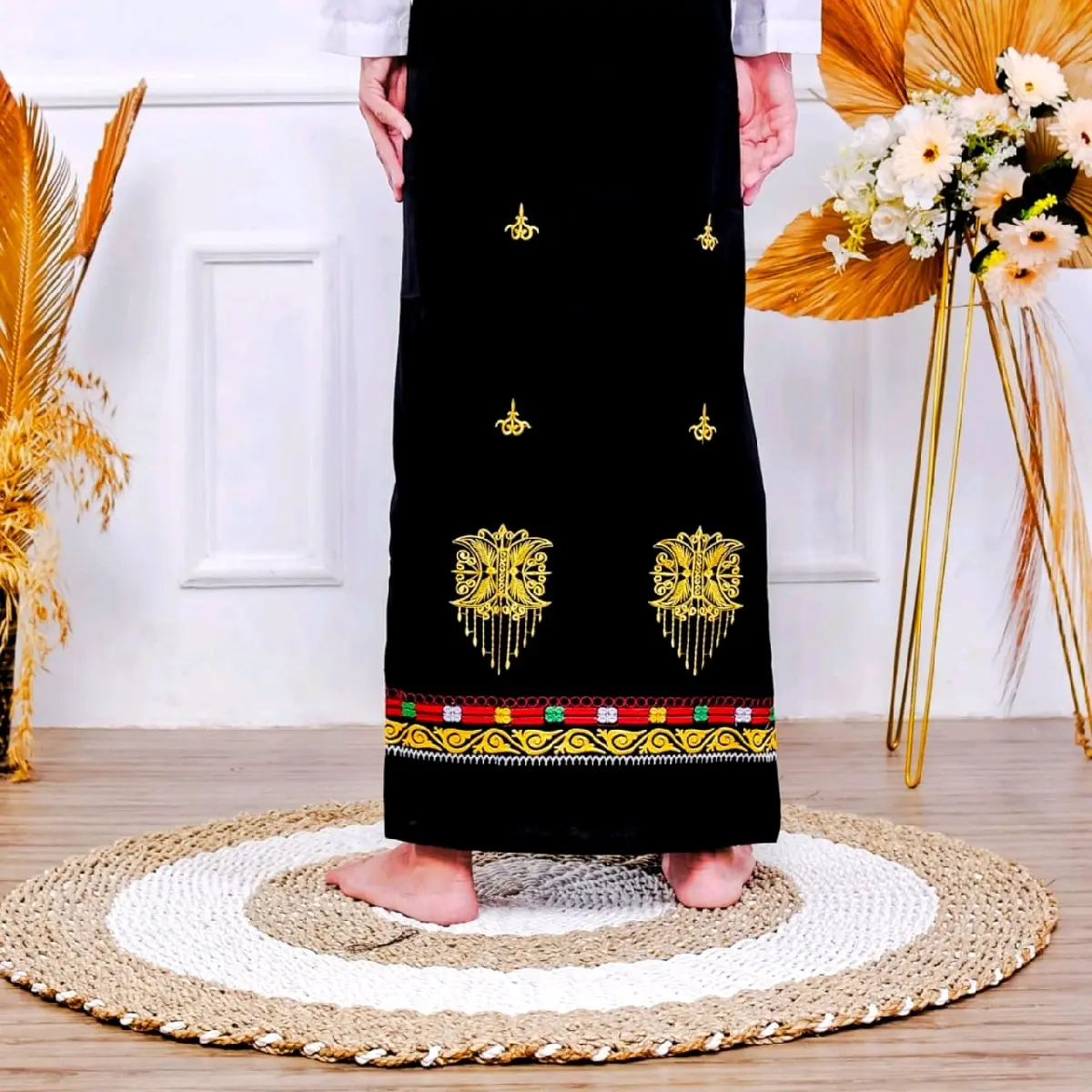 SARUNG BORDIR KOMPUTER ASLI || WADIMOR ASLI || TENUNAN ASLI || BATIK || PINTU ACEH ASLI Kain Kuning Semua musim Silver sarungan maki