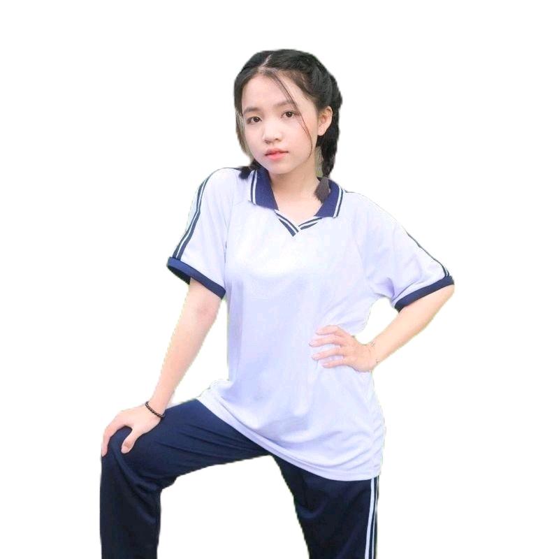 combo bộ áo và quần 2 sọc thể thao dành cho học sinh nam nữ cấp một hai ba Thun Chạy Bộ Tập Gym Sport Top từ 19-75kg Tập Thể Dục Cotton thể dục