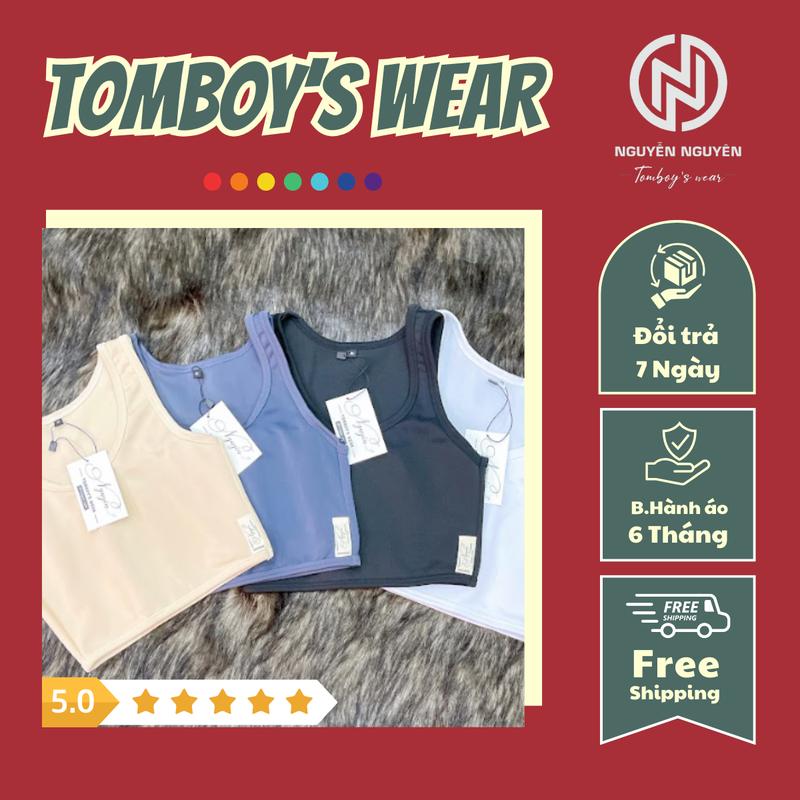 Áo Nịt Ngực Tròng Cổ Tomboy Không Gài Thể Thao Tập Gym Nữ Ba Lỗ Thun Trơn Cotton Gen Cứng Viền Nhỏ Bigsize Nguyễn Nguyên