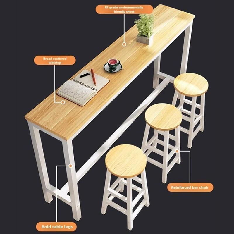 XiaoZhou-Simple Modern Small Wrought Iron Wooden Bar Table and Chairs 3