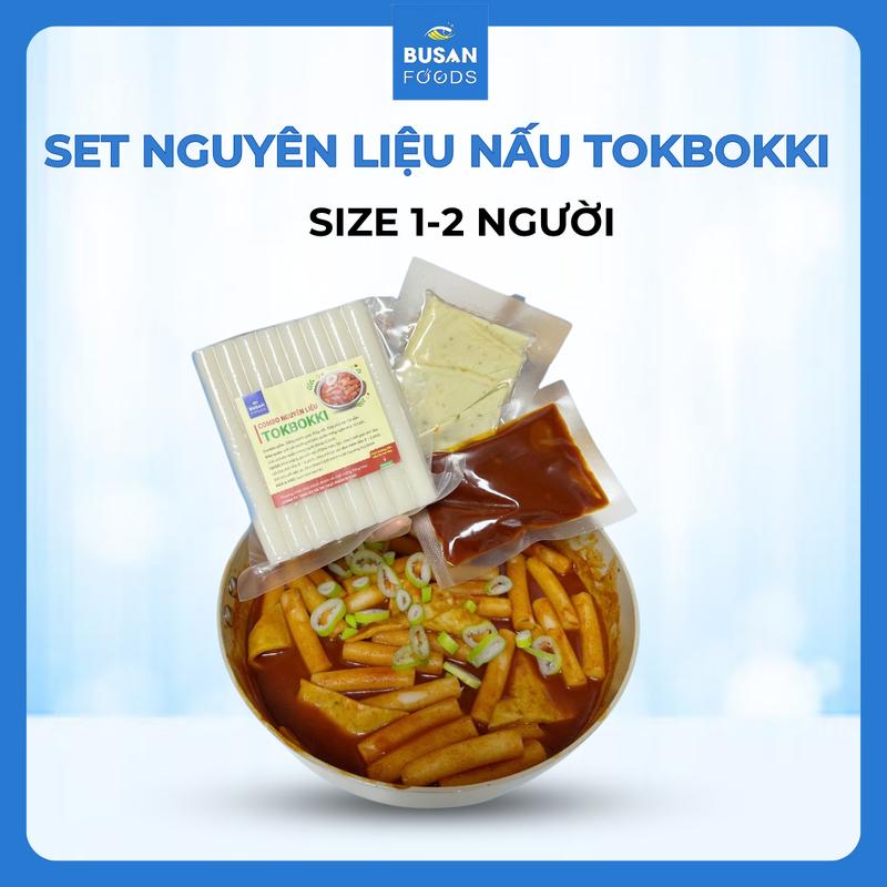 (DEAL LIVE) KHÔNG GIAO M.BẮC - Set Tokbokki Nhỏ Nguyên Liệu Nấu Bánh Gạo Hàn Quốc Busan Foods 250G Bánh Gạo + 60G Xốt + 60G Chả Cá Không Miến