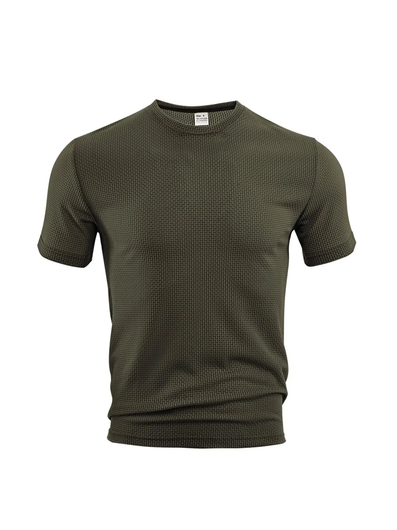 Men's Solid Color Jacquard Round Neck Tee, Regular Fit Casual Comfortable Breathable Short Sleeve Crew Neck T-shirt for Summer, Fashion Men's Top for Daily Wear