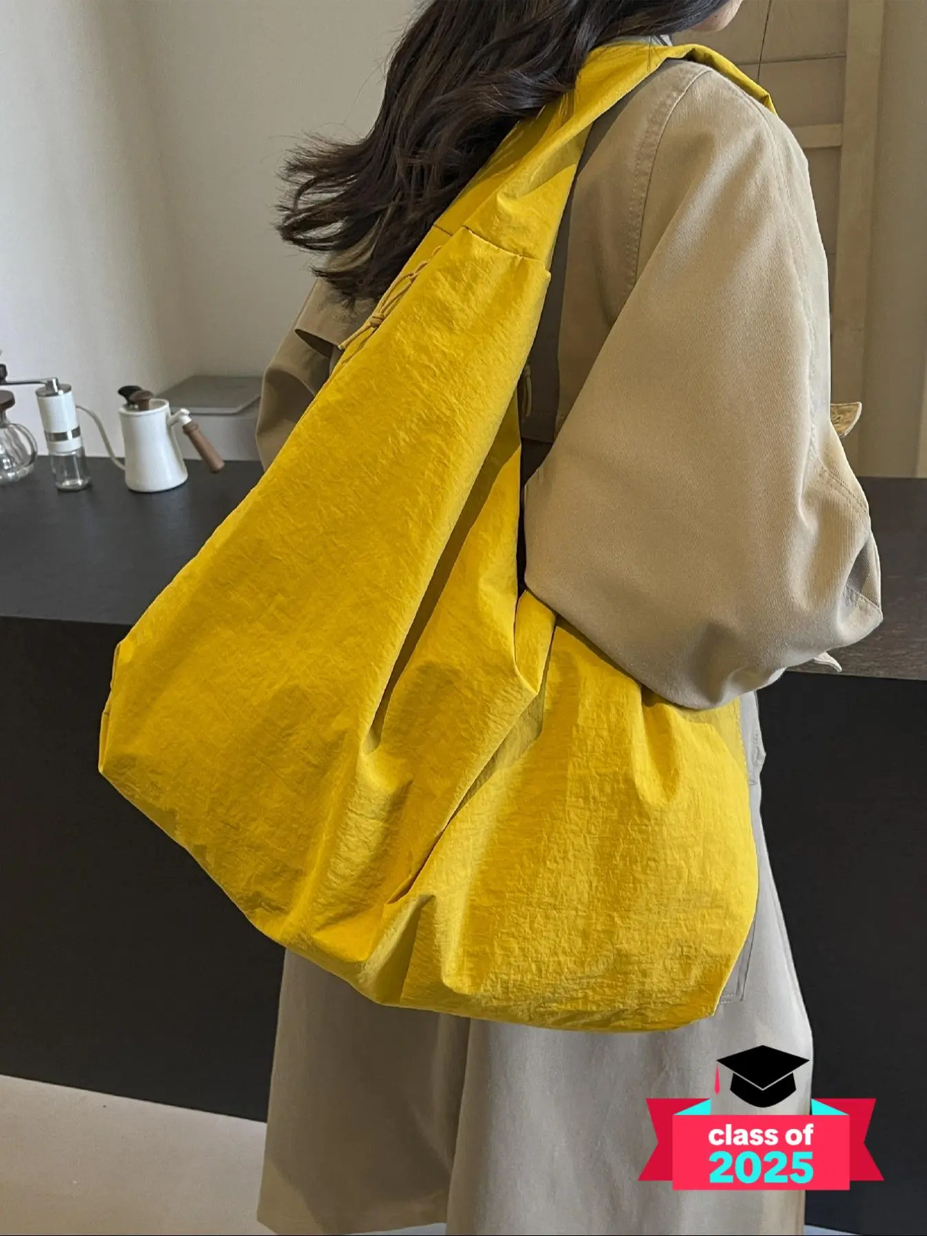 Women's Solid Color Textured Draped Tote Bag, Large Capacity Beige Shoulder Bag for Work & Daily Used, Casual Trendy Versatile High-quality Daily Commuting Bag, Bags for Women, Ladies Purse