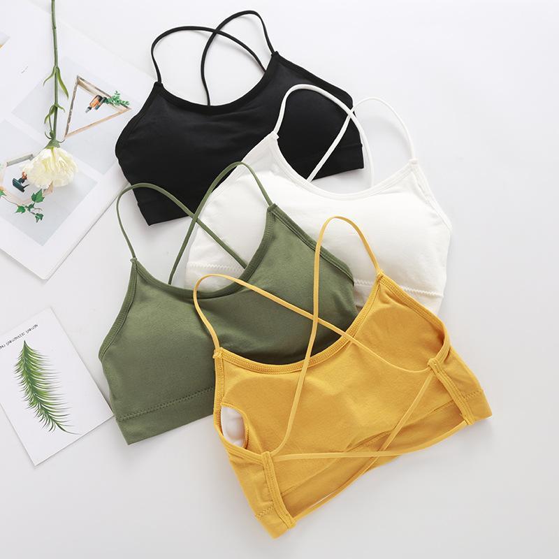 Áo Bra 2 dây Cotton Không gọng sợi bún, dây lưng đan chéo, hởlưng mút đệm có thể tháo dời QuyếnRũ Nữ Women Top
