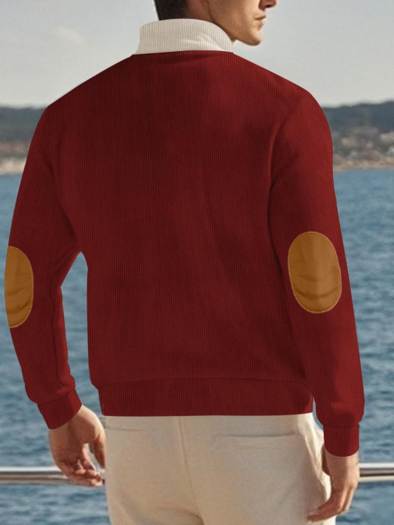 Product Introduction of Men's Regular Fit Solid Color Half Button Stand Collar Sweatshirt, Casual Long Sleeve Pullover for Fall & Winter, Men's Clothes for Daily Wear 6