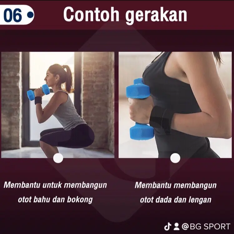 BG Sport Mini Dumbbell Neopren Alat Latihan Olahraga Beban Gym Fitness Otot Barbell Mini Beban 1Kg (1pcs) 7
