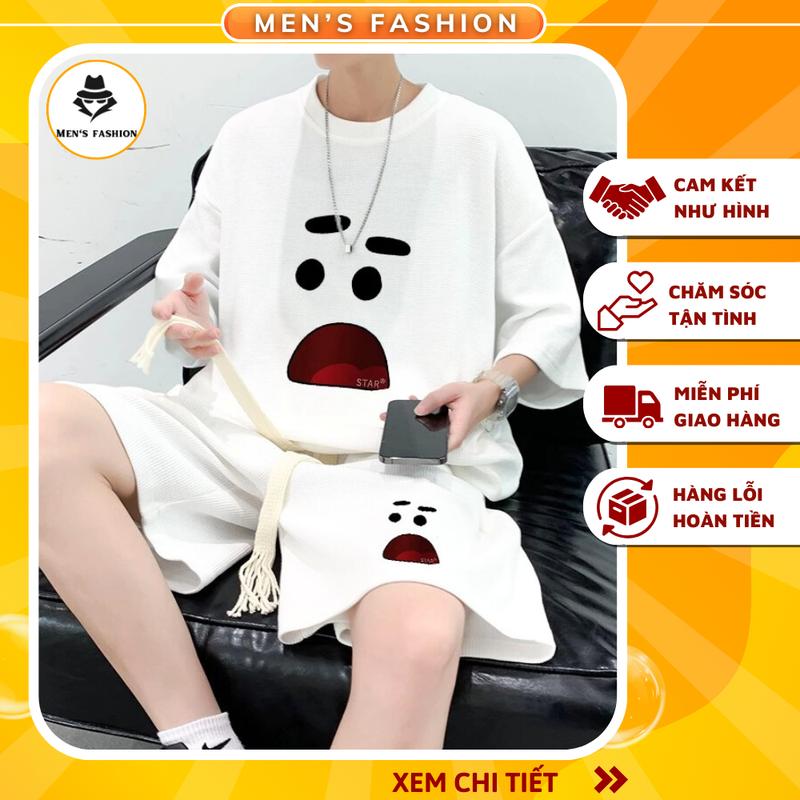 Bộ Quần áo short ngắn tay mùa hè cho nam form rộng,chất liệu vải cá sấu, quần áo thường ngày cho nam cỡ lớn,M003