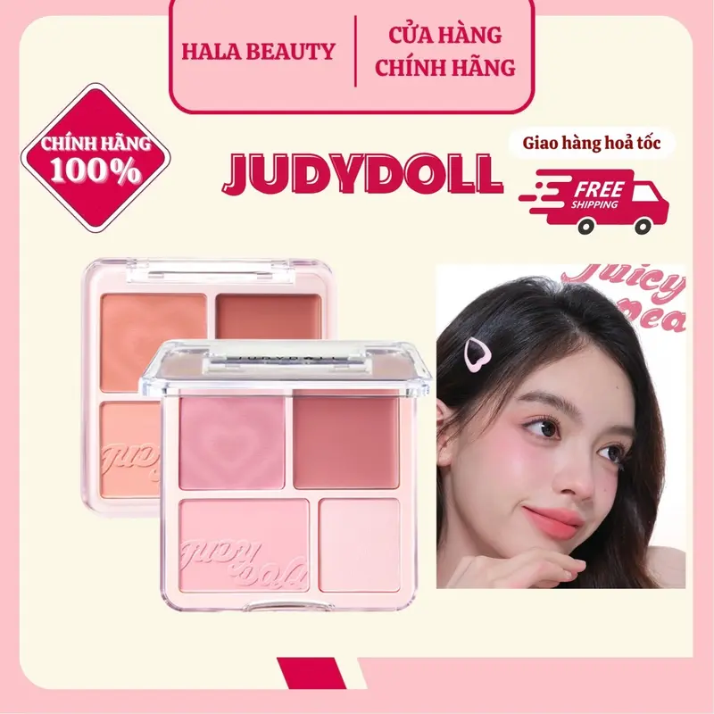 ￼[JUDYDOLL] Phấn Má Hồng Judydoll 4 Ô Màu Má Hồng Kem Và Nắt Sáng Tự Nhiên Làm Sáng Gương Mắt Cho Mọi Tone Da 9g 0