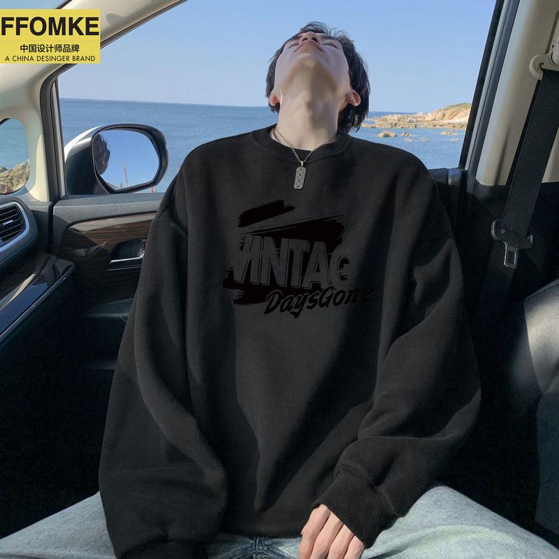 Product Introduction of Men's Sweatshirt [2561 Favorites] American Retro New Round Neck Cotton Sweatshirt Men's Trendy Brand Youth Pullover Hong Kong Style Loose Sweatshirt Base Shirt Men 7
