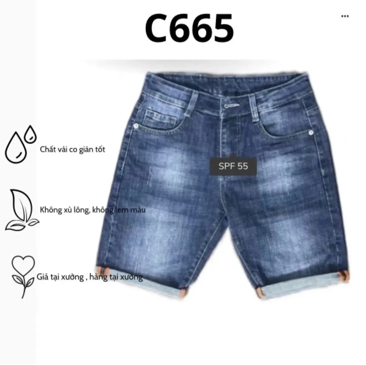 Quần short jean nam màu xanh đậm cào (Ảnh shop tự chụp)