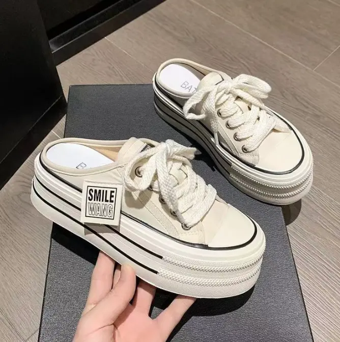 Sục thể thao nữ giày đạp gót  hot trend cao 5cm tôn dáng  B11 DéP Cao Su Shoes Women 2