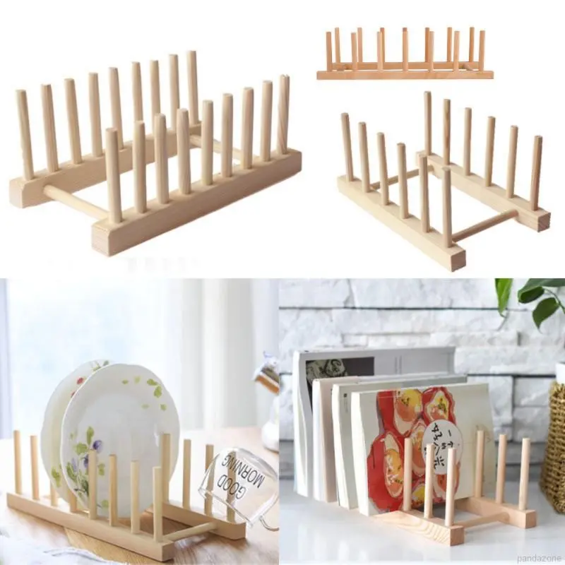 Wooden Dish Rack Solid Wood Drain Rack Shelf Plate Rack Dish Rack Kitchen Storage Organizer Bookshelf Bamboo