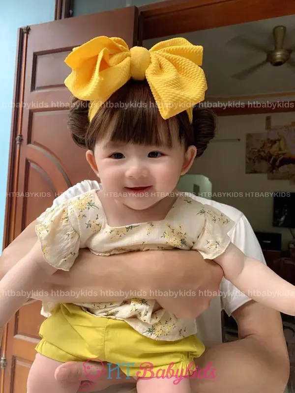 [ HÀNG LOẠI 1 ] - Băng Đô Turban Cho Bé Gái Tóc Giả Hai Bên Ren Nơ Trắng- Đủ Size Cho Bé Gái Sơ Sinh 8
