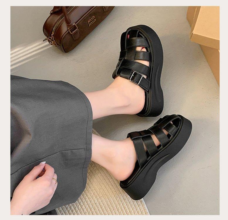Product Introduction of Thick Sole Closed Toe Woven Half Slippers for Women 2025 Summer New Comfortable Lightweight Slip-On Casual One-Word Slippers 19