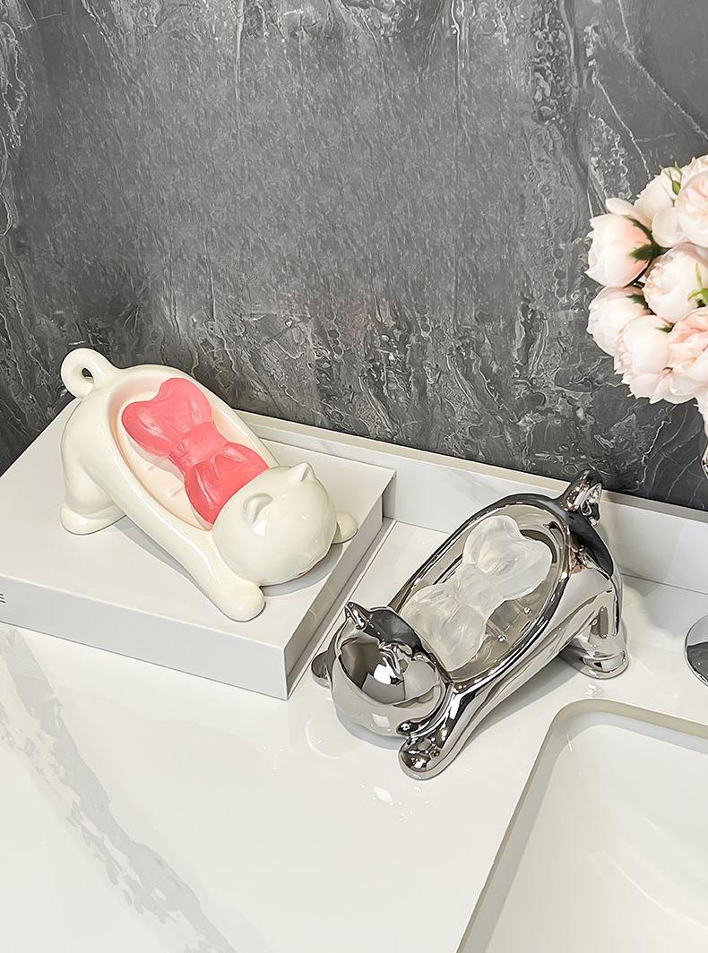 Product Introduction of Soap Dish Household Punch-Free Hand Washing Washstand Ceramic Soap Box Toilet Soap Draining Rack 1