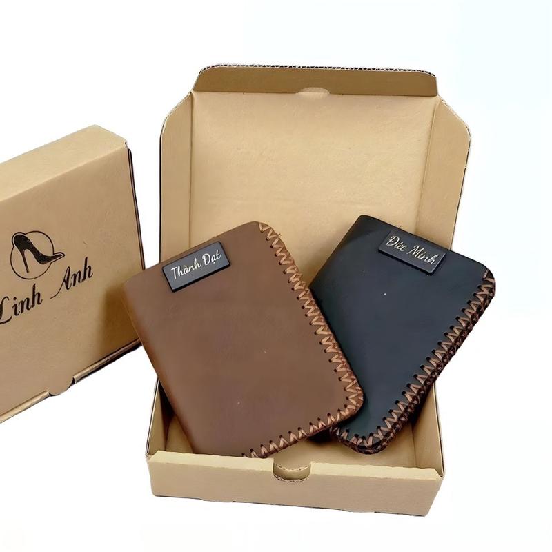 Ví nam,ví da bò sáp nhập khẩu khắc logo theo yêu cầu bảo hành da 12 tháng