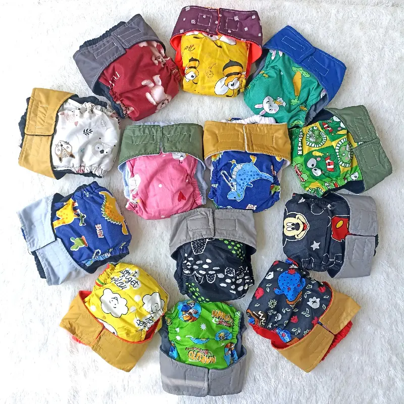 Popok Tipe Perekat Paket 6 Biji, Popok Cuci ulang NewBorn 0-8Bulan Clodi termurah 5