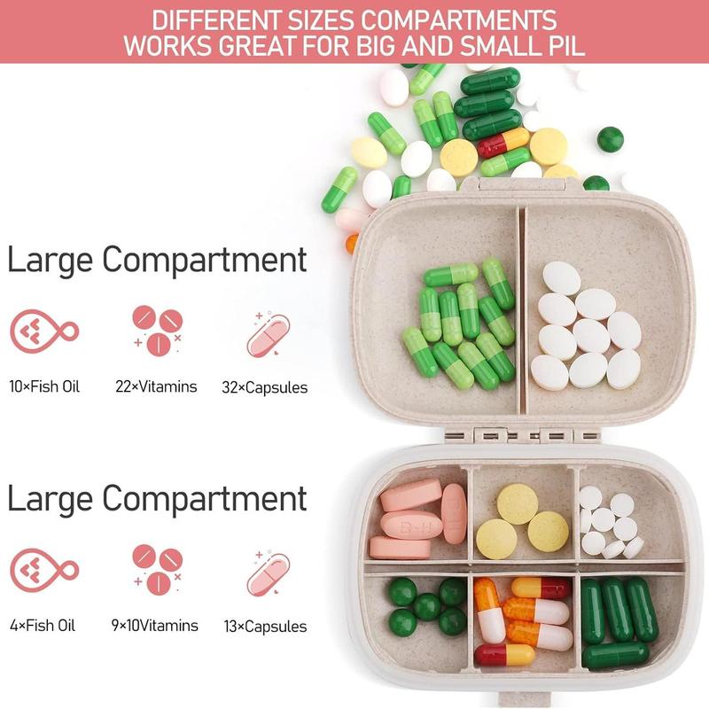 Product Introduction of Portable Mini Medicine Box, 1/3 Counts 8-grid Travel Pill Box, Daily Pill Box, Pocket Size Pill Container for Home Office Travel 18