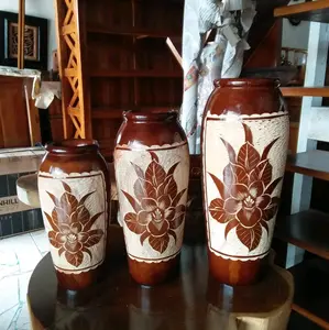 fas pot bunga gentong 1 set ada 3 barang dari kayu jati