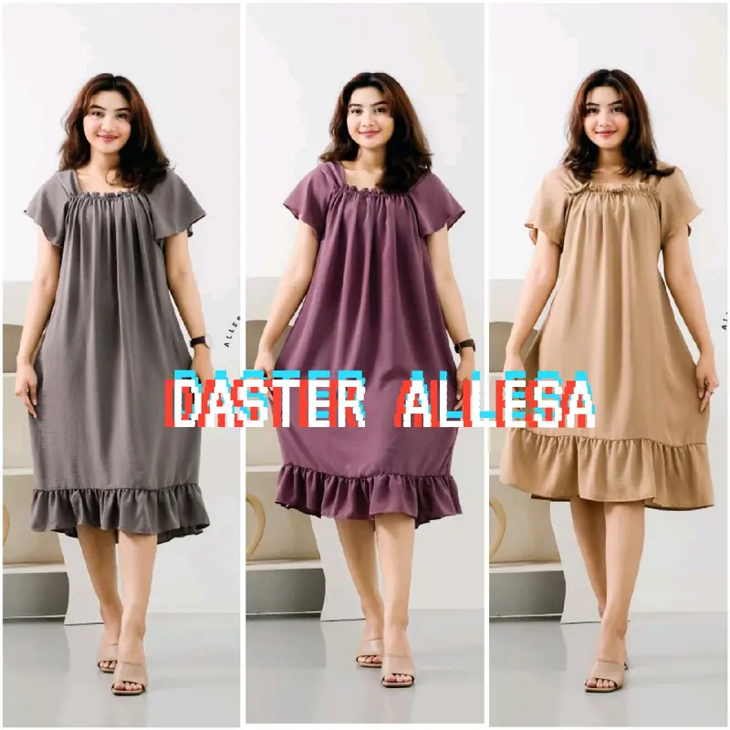 Daster fuji kringkel  Airflow  Selutut Kain Nyaman  Wanita Busui Polos Crinkle Pendek 0