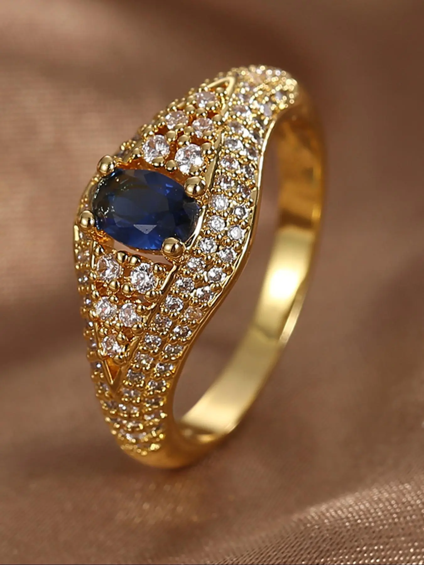 Women's Elegant Trendy Rhinestone Inlaid Ring, Minimalist Exquisite Ring, Fashionable Casual Jewelry for Party, Daily Clothing Decor
