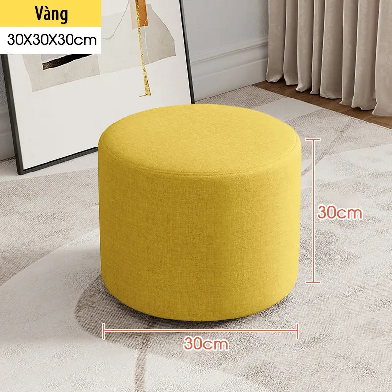 Ghế Đôn Sofa TRÒN FOREVER 84, Ghế Bàn Trang Điểm MÀU NÂU 30x30x30CM - Bọc Mút Dày Dặn - ĐỔI TRẢ TRONG VÒNG 3 NGÀY 2