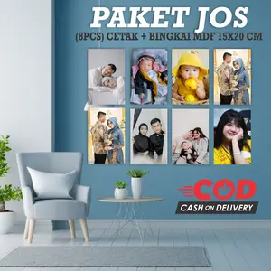 8 PCS ( 6R ) 15X20 CM + BINGKAI MDF 15X20 CM Dipasang di Dinding Modern Satu Sisi Foto