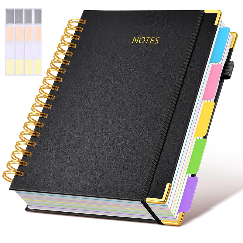 Hardcover Spiral Notebook journal with Removable Dividers Tabs, 300 ...