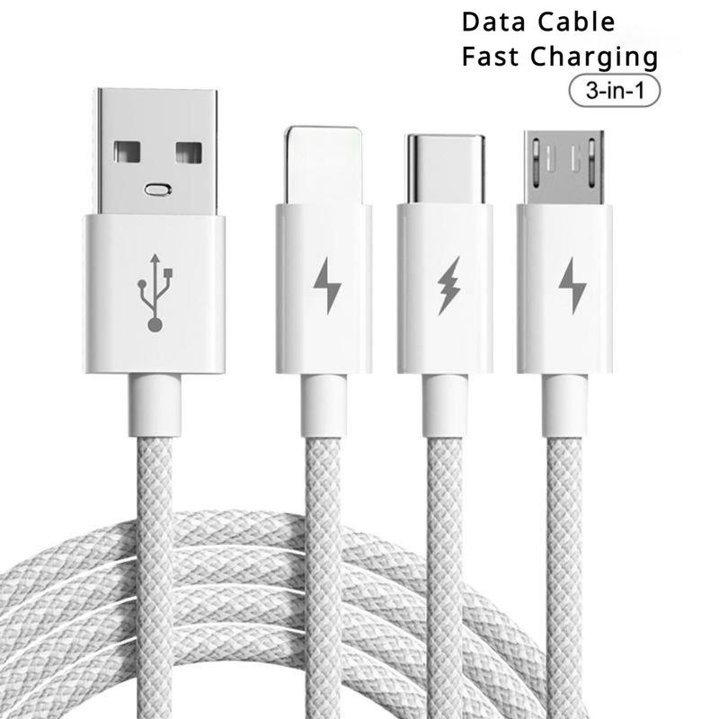  Cáp sạc nhanh Siêu Tốc 66W 3 trong 1 USB-C sang Micro Thông Dụng Thích Hợp cho Apple Samsung Xiaomi Vivo Oppo Phone Phụ Kiện Sạc Điện Thoại 
