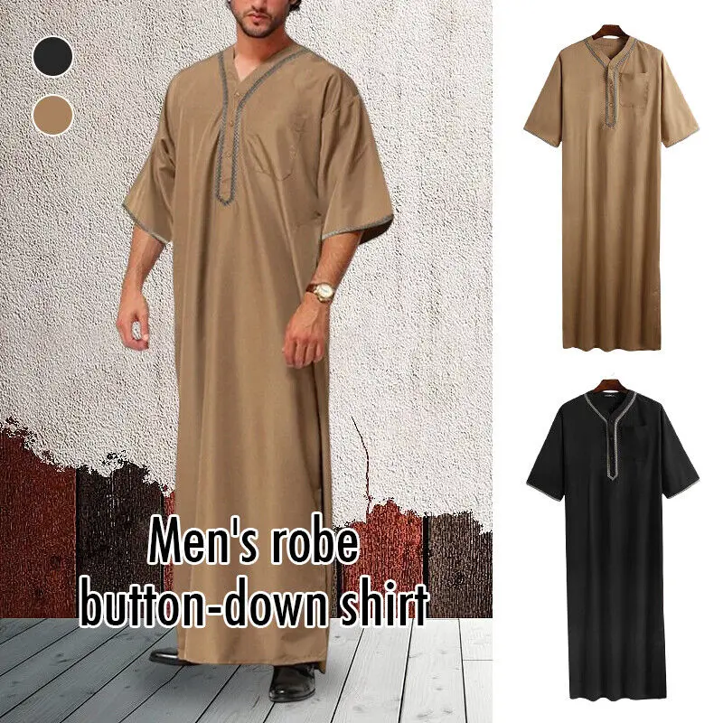 Kaftan Hồi Giáo, Dành Cho Nam Giới, Áo Dài Tay Áo, Thobe, Áo Choàng Ả Rập Xê Út, Váy Abaya Hồi Giáo, Trang Phục