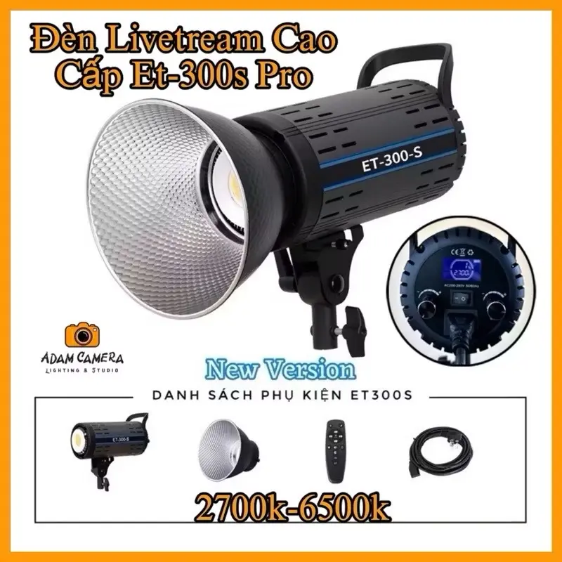 ĐÈN LED QUAY CHỤP STUDIO-LIVETREAM ET-300S BẢN V2-PRO (27000k-6500k) BI-COLOR 200W