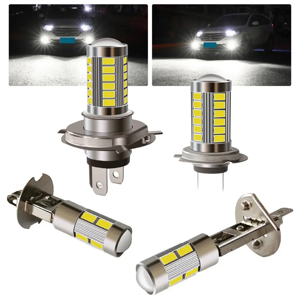 Lampu Depan LED Motosikal, KAR, 33SMD, Lampu Kabus LED Kereta, H4 H7 H1 H3, Sangat Terang, 1 keping