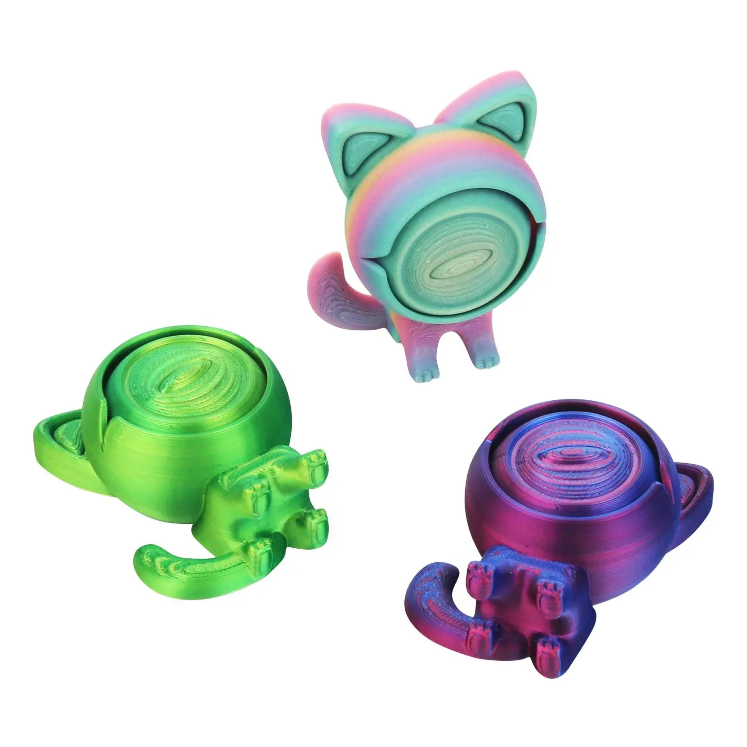 3D Printed Cat Design Fidget Toy, Cute One-eyed Rotating Cat Design Toy, Decoration Ornament, Stress Relief Toy for Kids & Adults, Party Gift