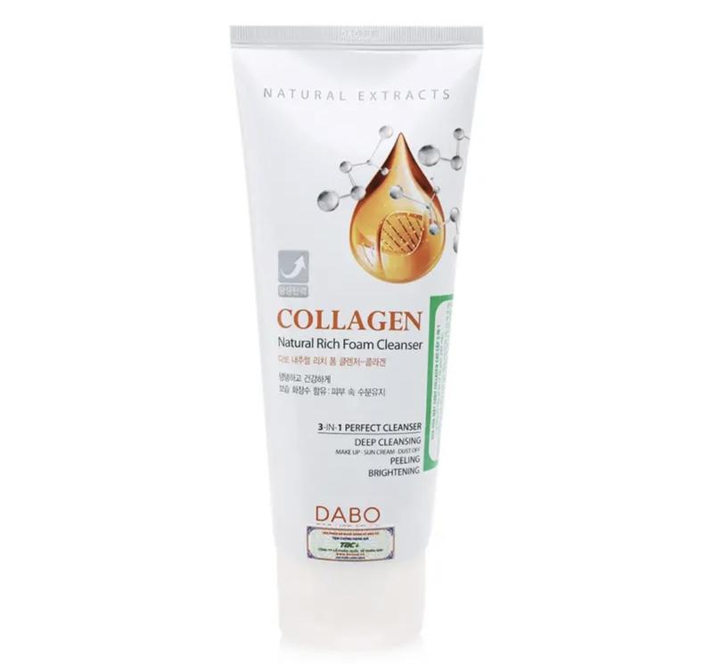 Sữa rửa mặt Collagen DABO 3-IN-1 Nature Rick Foam Cleanser Dành Cho Da Xạm Nám, Dưỡng Trắng Da HHàn quốc 180ml/Hộp 3