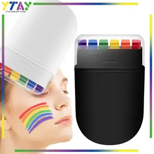 Palet Face Painting 6 Warna Model Pelangi Cat Wajah Aman untuk Anak Cocok untuk Pesta Halloween dan Perlengkapan Piala Dunia